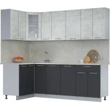 Готовая кухня Интерлиния Мила 12x23 (бетон лайт/антрацит/опал светлый)