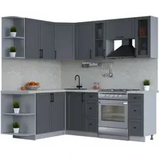 Готовая кухня Интерлиния Тренд 1.7x2.2 левая (пепел/пепел/опал светлый)