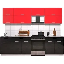 Готовая кухня Интерлиния Мила Gloss 60-27 (красный/черный глянец)