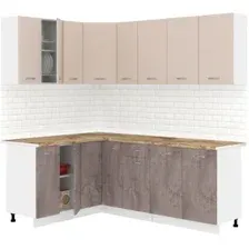 Готовая кухня Кортекс-мебель Корнелия Лира 1.5x2.1 (капучино/оникс/мадрид)