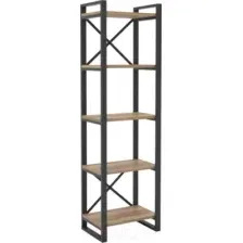 Стеллаж Hype Mebel Стандарт 80x200 (черный/дуб галифакс натуральный)