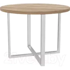 Обеденный стол Hype Mebel Раунд раздвижной 100x100 (белый/дуб галифакс натуральный)