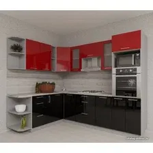 Готовая кухня Интерлиния Мила Gloss 1.88x2.8 левая (красный-черный)