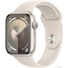 Умные часы Apple Watch Series 9 45 мм (алюминиевый корпус, звездный свет/звездный свет, спортивный силиконовый ремешок M/L)