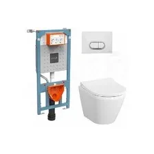 Комплект инсталляции Vitra Integra Round L-box 9004B003-7202 c кнопкой смыва и подвесным унитазом (хром матовый)