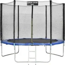 Батут Atlas Sport 312 см - 10ft Basic (с лестницей, внешняя сетка, синий)
