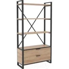 Стеллаж Hype Mebel Стандарт Люкс 80x200 (черный/дуб галифакс натуральный)