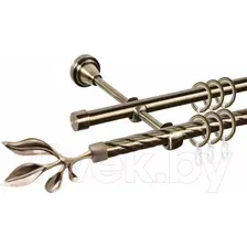 Карниз для штор АС ФОРОС Grace D16K/16Г + наконечники Баваро (1.8м, антик)