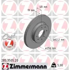 Тормозной диск ZIMMERMANN 285.3505.20 вентилируемый , передняя ось
