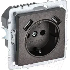 Розетка IEK Brite BR-R14-16-U21-D21-K45 (темная бронза)