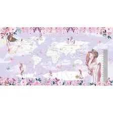 Фотообои Citydecor Princess Карта мира с ростомером 19 с защитным покрытием 500x260