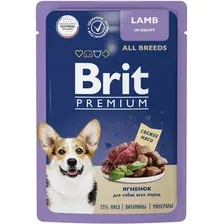 Консервированный корм для собак Brit Premium для взрослых собак всех пород с ягненком в соусе 85 г