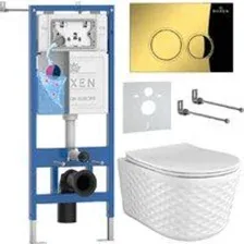 Унитаз подвесной Roxen Vine Tornado в комплекте с инсталляцией StounFix Dual Fresh 6 в 1 979013 (кно