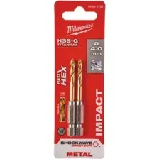 Сверло по металлу 4,0х26х71,5 мм 2 штуки HSS-G-TIN MILWAUKEE 48894708