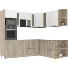 Готовая кухня Интерлиния Мила 1.88x2.4 правая без столешницы (белый платинум/дуб серый)