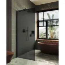 Душевая стенка MaybahGlass 69x195 / MGD-704-6ш (графитовое матовое стекло/черный)
