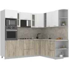 Готовая кухня Интерлиния Мила 1.88x2.4 правая (белый платинум/дуб серый/малага)