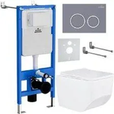 Унитаз подвесной Roxen Boro в комплекте с инсталляцией StounFix Dual Fresh 6 в 1 966110 (кнопка: сер