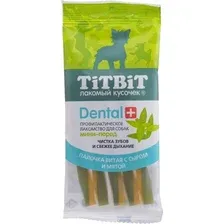 Лакомство для собак TiTBiT Dental+ Палочка витая с сыром / 14448