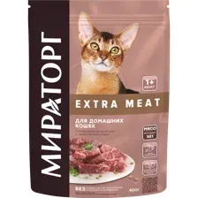 Корм для кошек Мираторг Extra Meat, для домашних кошек старше 1 года, с говядиной, Black Angus, 0.4 кг