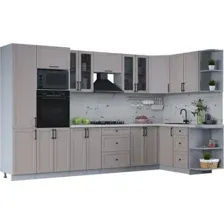 Готовая кухня Интерлиния Тренд 1.68x3.4 ВТ правая (луна/луна/бискайская сосна)