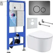 Унитаз подвесной Roxen Simple Compact в комплекте с инсталляцией StounFix Dual Fresh 6 в 1 963592 (к