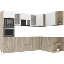 Готовая кухня Интерлиния Мила 1.88x2.8 правая без столешницы (белый платинум/дуб серый)