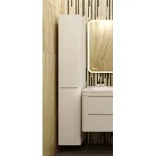 Шкаф-пенал для ванной Symbolite Бергамо L Люкс Plus с корзиной (белый)