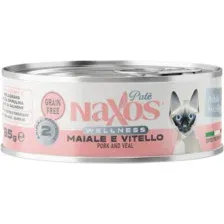 Консервированный корм для кошек Naxos Adult телятина/свинина 85 г
