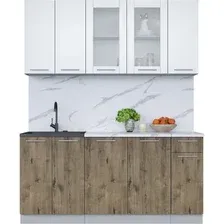 Готовая кухня Интерлиния Мила 17-60 (белый платинум/дуб веллингтон/белый гранит)