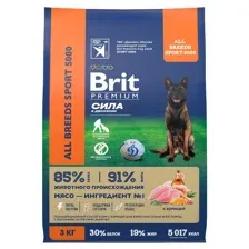 Корм Брит Премиум Dog Adult Sport 5000 (Курица) для собак 3 кг