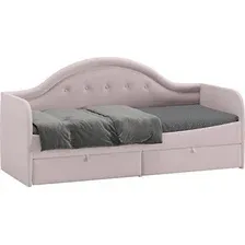 Кровать-тахта Трия Адель тип 1 с мягкой спинкой 80x200 (велюр пудровый)