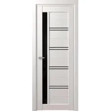 Дверь межкомнатная Deform D19 ДО 80x200 (дуб шале снежный/Lacobel черный)