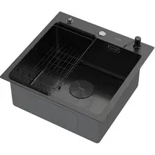 Кухонная мойка ARFEKA ECO AR мойка 500*500 POP-UP, коландер F, дозатор BLACK DECOR VOLCANIC ROCK