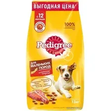 Сухой корм для собак Pedigree для взрослых собак маленьких пород с говядиной 13 кг
