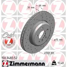 Тормозной диск ZIMMERMANN 150.3483.52 вентилируемый, перфорированный , передняя ось