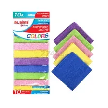 Салфетки бытовые LAIMA Микрофибра multi colour big pack 10 штук (607794)