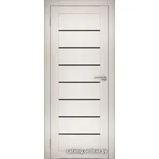 Межкомнатная дверь Юни Амати 1 (ч) 90x200 (эшвайт/черное стекло)