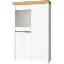 Шкаф-витрина Anrex Taurus 1V2D (белый глянец/дуб вотан)