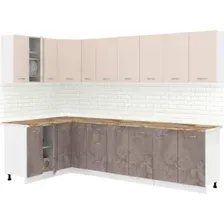 Готовая кухня Кортекс-мебель Корнелия Лира 1.5x2.9 (капучино/оникс/мадрид)