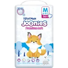 Подгузники-трусики детские Joonies Premium Soft, размер M, 6-11 кг, 56 шт