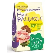 Наш рацион корм для щенков и молодых собак (Мясное ассорти) 15 кг
