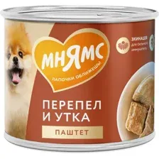 Влажный корм для собак Мнямс Сильный иммунитет. Паштет из утки и перепела / 705076 (200г)
