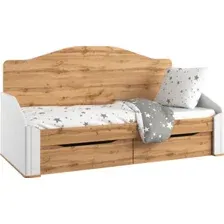 Кровать-тахта Involux Sale 90x200 с ящиками км0144 (белый премиум/дуб натюрель)
