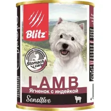 Консервированный корм для собак Blitz Pets Sensitive Ягненок с индейкой 4054 (0.4 кг)