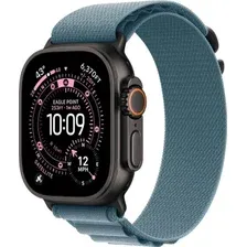Умные часы Apple Watch Ultra 3 LTE 49 мм (титановый корпус, черный/голубой, текстильный ремешок размера M)