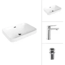 Умывальник Lauter 21441A + Sky 21CK533C с донным клапаном 21190CH (хром)