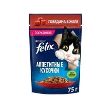 Пресервы Felix Аппетитные кусочки с говядиной в желе 75 г
