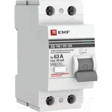 УЗО EKF PROxima ВД-100 1P+N 63А тип AC 30мА (elcb-2-63-30-em-pro)