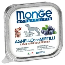 Пресервы Monge Natural Monoprotein Fruits из ягненка с черникой (150 г)